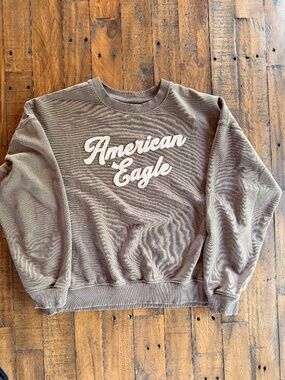 American Eagle Brown Logo Crewneck Sweatshirt Medium Oversized